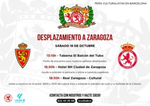 La Peña Culturalistas en Barcelona se movilizará en Zaragoza